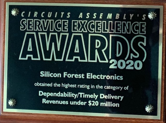 Circuits Assembly's Service Excellence Awards 2020 - SFE Awards - Highest Rating in the Category of Dependability and Timely Delivery